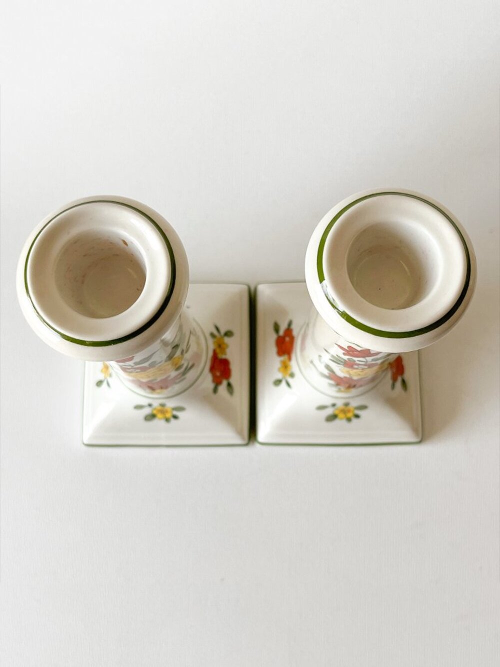 Pair Vintage Villeroy & Boch Summerday Floral Candlestick Holders W Germany - Picture 2 of 8